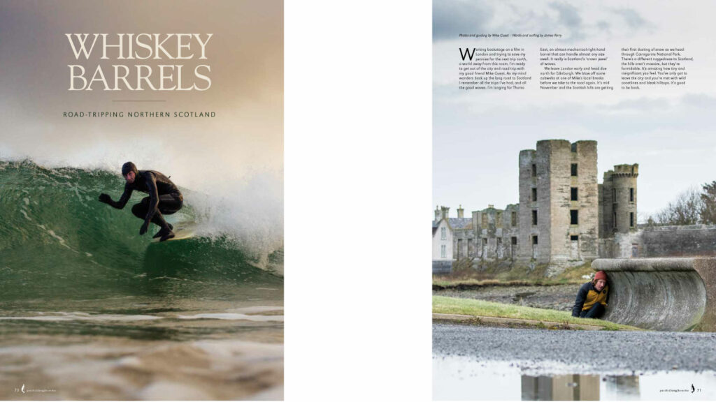 Front cover image and first page of Whisky Barrels article.